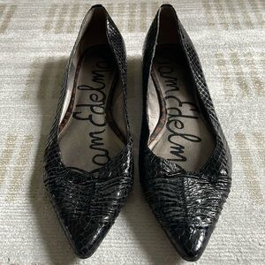 Sam Edelman Izzie Snake Skin Pointed Flat Black Size 9.5